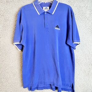 Vintage 90s Adidas Golf Mens M Spell Out Striped Collared Polo Preppy Old Money